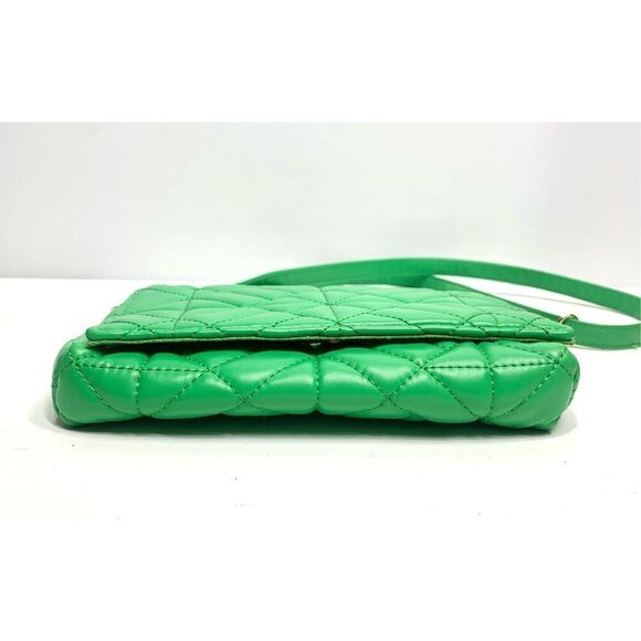 Grossi Bright Green Quilted Crossbody Shoulder Handbag Gold Chain Handle - Picture 6 of 6